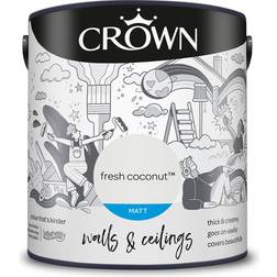 Crown Walls & Ceilings Matt Fresh Coconut Wall Paint Fresh Coconut 2.5L