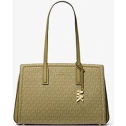 Michael Kors MK Laila Medium Signature Logo Tote Bag - Green