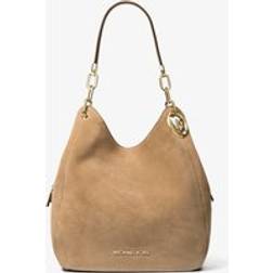 Michael Kors MK Lillie Large Suede Shoulder Bag - Natural