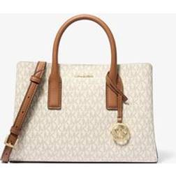Michael Kors MK Ruthie Small Signature Logo Satchel - Natural