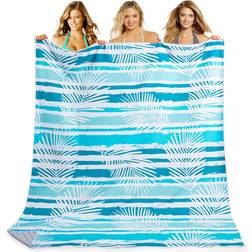 KUOGAS Strandhandduk 200 x 140 cm XXL Stor Mikrofiber Snabbtorkande Handduk Blå (200x145cm)