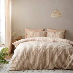 Pineapple Elephant Zanzibar Yarn Dyed Stripe Set - Clay Duvet Cover Pink