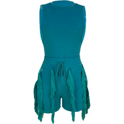 Shein Summer Fashionable TightFitting Vest And Fringe Adorned Shorts Suitable For Music Festivals