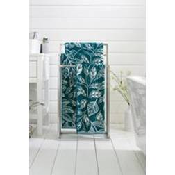 Deyongs Botanical 100% Cotton Jacquard Soft 550gsm Mixed Leaves Towels - Teal Bath Towel