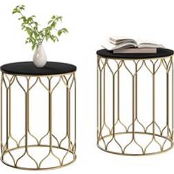 OutSunny Small Garden Table Set of 2 with Marble Effect Top One Size