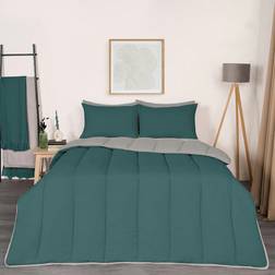OHS Coverless Reversible 10.5 Tog Duvet And Pillowcase Bedding Set Teal Duvet (200x135cm)