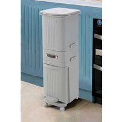 Living and Home 38L Narrow 3-Layer Pedal Recycling Bin Removable Dustbin Kitchen Trash Can with Drawer & Lid - Grey - One Size