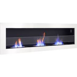 Living and Home White Stainless Steel Ethanol Fireplace