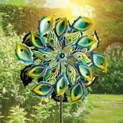 mysmartbuy Peacock Feather Wind Spinner H90 x W35 x D15 cm