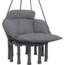 OutSunny Boho Hanging Swing Chair with Cushion Dark Grey