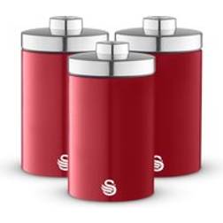 Swan Townhouse Set of 3 Canisters - Red Kitchen Container 3pcs