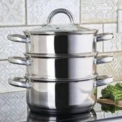 Cooks Professional Stainless Steel Steamer 3 Tier 22 cm Silver Steam Insert