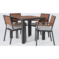 John Lewis Platform 4-Seater Wood-Effect Garden Table & Chairs Black Patio Dining Set