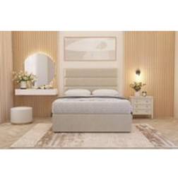 Somnior Chambery Tweed Fabric Hybrid Pocket Sprung Orthopaedic Divan Bed Set with Upholstered Headboard
