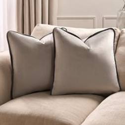 OHS 2 Pack Matte Velvet Piped Covers 45 x 45 cm Cushion Cover Grey