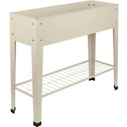 Harbour Housewares Elevated Raised Garden Bed with Legs and Storage Shelf - Ivory Cream