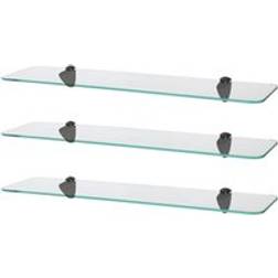 Harbour Housewares Rounded Floating Glass Bathroom Shelves 60cm Pack of 3