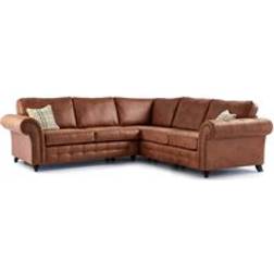 Furnishings For Less UK Oakland Corner Sofas 5 Seaters Grey or Tan Leather Air L Shaped Chesterfield Suite Sofa