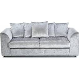 Furnishings For Less UK Crystal Crushed Velvet 3 Seater Scatter Back Curved Arm Silver One Size Sofa