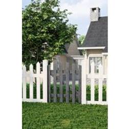 Living and Home Outdoor Grey Wooden Garden Gate Waterproof Treatment Picket Fence Door 76x90 cm