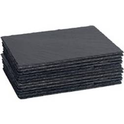 Argon Tableware Rectangle Slate Placemats 30cm x 20cm 12x Natural Stone Place Mat Black