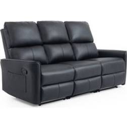 More4Homes Madrid 3 Seater Manual Air Leather Recliner Black Sofa