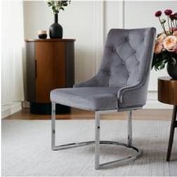 Living and Home Upholstered Tufted Velvet Buttoned Dining One Size Kitchen Chair
