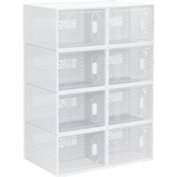 Homcom 8 Pcs Stackable Clear Plastic Shoe Storage Box