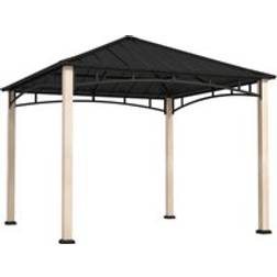 OutSunny Hardtop Gazebo 3 x 3 m Black Wood Effect