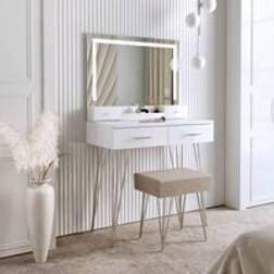 Carme Home Sophia White with Touch Sensor LED Mirror One Size Dressing Table