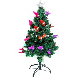 Shatchi Butterflies Fibre Optic Artificial 5ft Green Christmas Tree