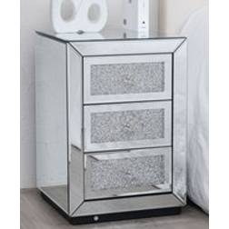 Comfy Living Diamond Mirror Crystal Silver One Size Bedside Table