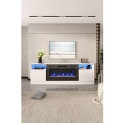 Living and Home Fireplace Stand with 36 in Electric Fireplace TV Bench