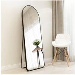 H&O Direct 40cm W x 150cm H Arched Standing Wall-Mounted Full Length Black Floor Mirror