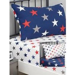 Catherine Lansfield Stripes And Stars Fitted Sheets Twin Pack - White/Blue Bed Sheet