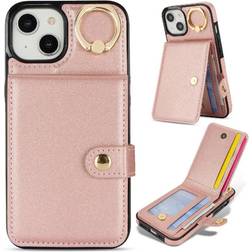 GANGXUN Pink Case for iPhone 15 Plus Wallet RFID Card Slot