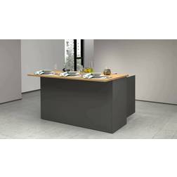 XXXlutz Dcarnelo Kitchen Island Anthracite and Oak Table