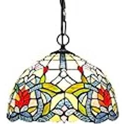 SJHDHDA Tiffany Lampa i Målat Glas 12 Tums Bred Takarmatur Pendellampa
