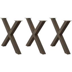 vidaXL Matbordsben X-formad 3 st Naturstål 90x(72-73) cm Stål Bordsben 90cm