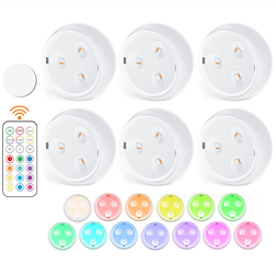 Spactz Puck Lights with Remote 13 Colors Changeable RGB LED Under Cabinet Furniture Lighting