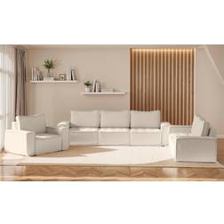 Fun-Möbel Modulsofa-Set 6-teilig SANDE 3-2-1 Stoff Alpine Beige Sofa 292cm