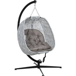 OutSunny Hanging Egg Chair Folding Basket Sand
