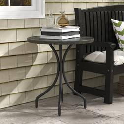 OutSunny Round Garden Table with Steel Frame Grey Outdoor Side Table