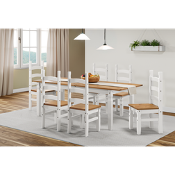 Mercers Furniture Corona White Large Extending Table and 6 Chairs Dining Set