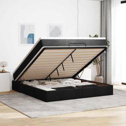 vidaXL Ottoman Sängram Med Madrass Svart 180x200 cm Tyg Sängpaket