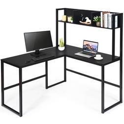 Casart L-Shaped Corner Computer Large PC Table Workstation with Storage Bookcase Writing Desk