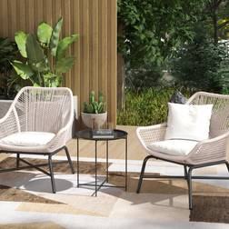 OutSunny 46cm Round Garden with Removable Tray Black Outdoor Side Table