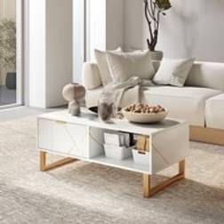 Homcom Living Room with Drawer and Open Shelves Coffee Table