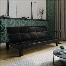 URBN Living Black PVC 3 Seater Folding Bed Sofa