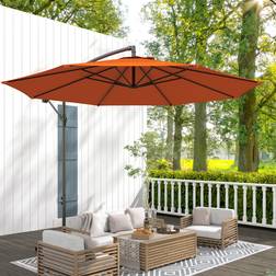 OutSunny Garden Banana Parasol Cantilever Umbrella with Base Orange